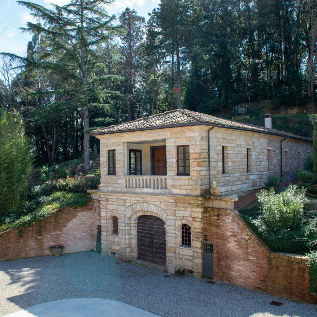 Stone building of Cantina Villa Cosmiana designed by Architect Monica Rossi