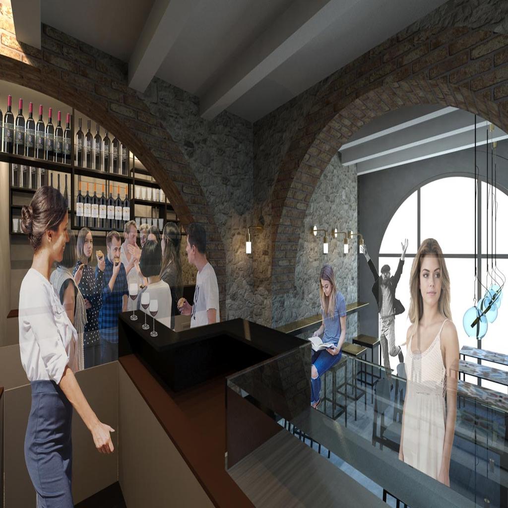 Interior of Santoni Vini winery with