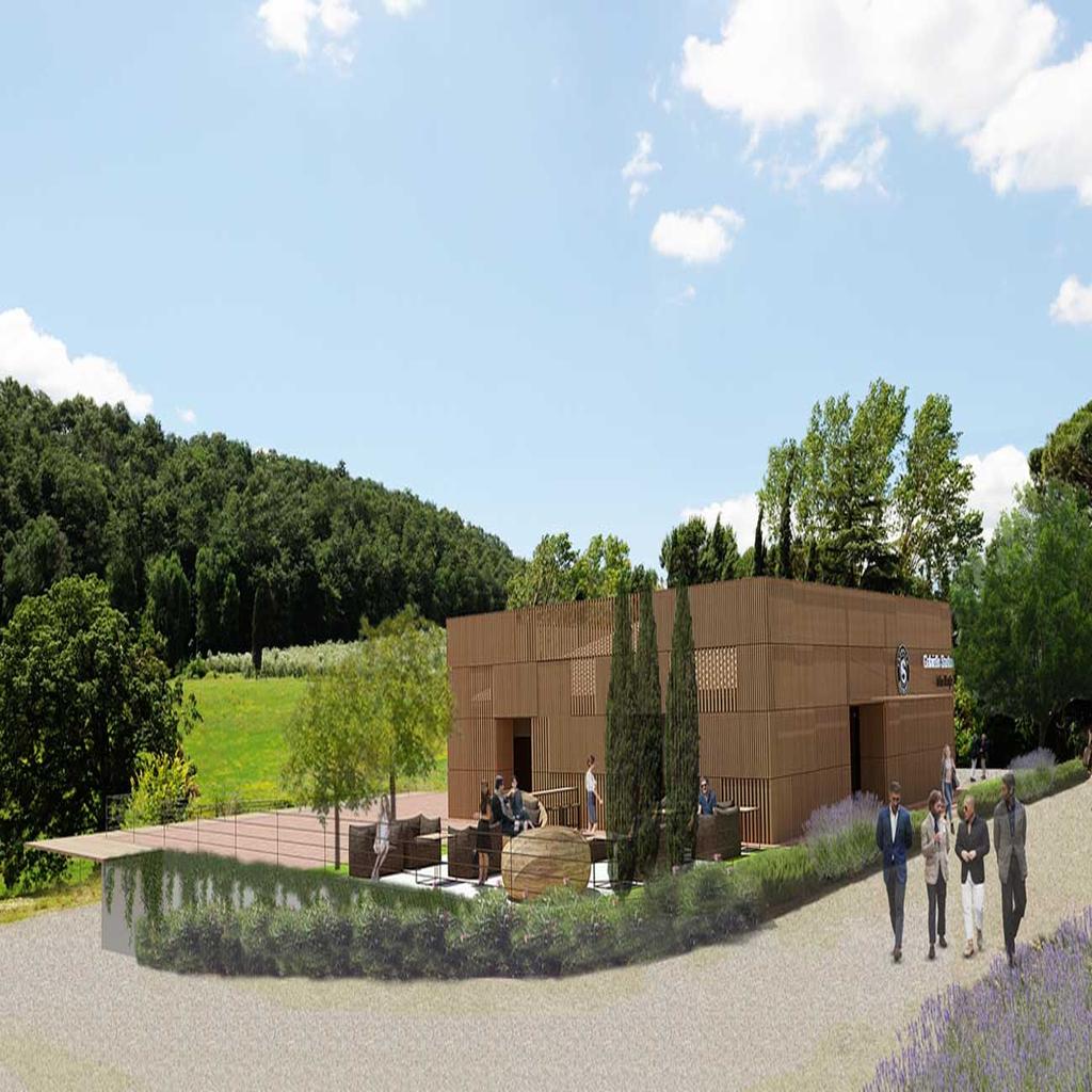 Rendering of Cantina Santoni Vini, designed by Archidomus - architect Monica Rossi